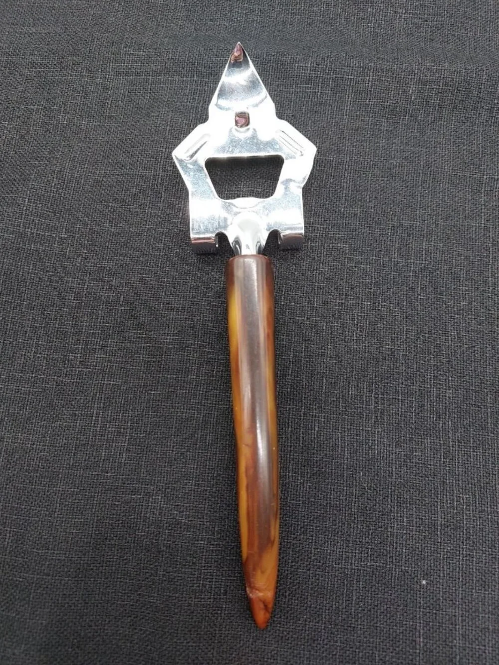 Bottle Can Opener with Butterscotch Swirl Bakelite Handle *chipped Vintage